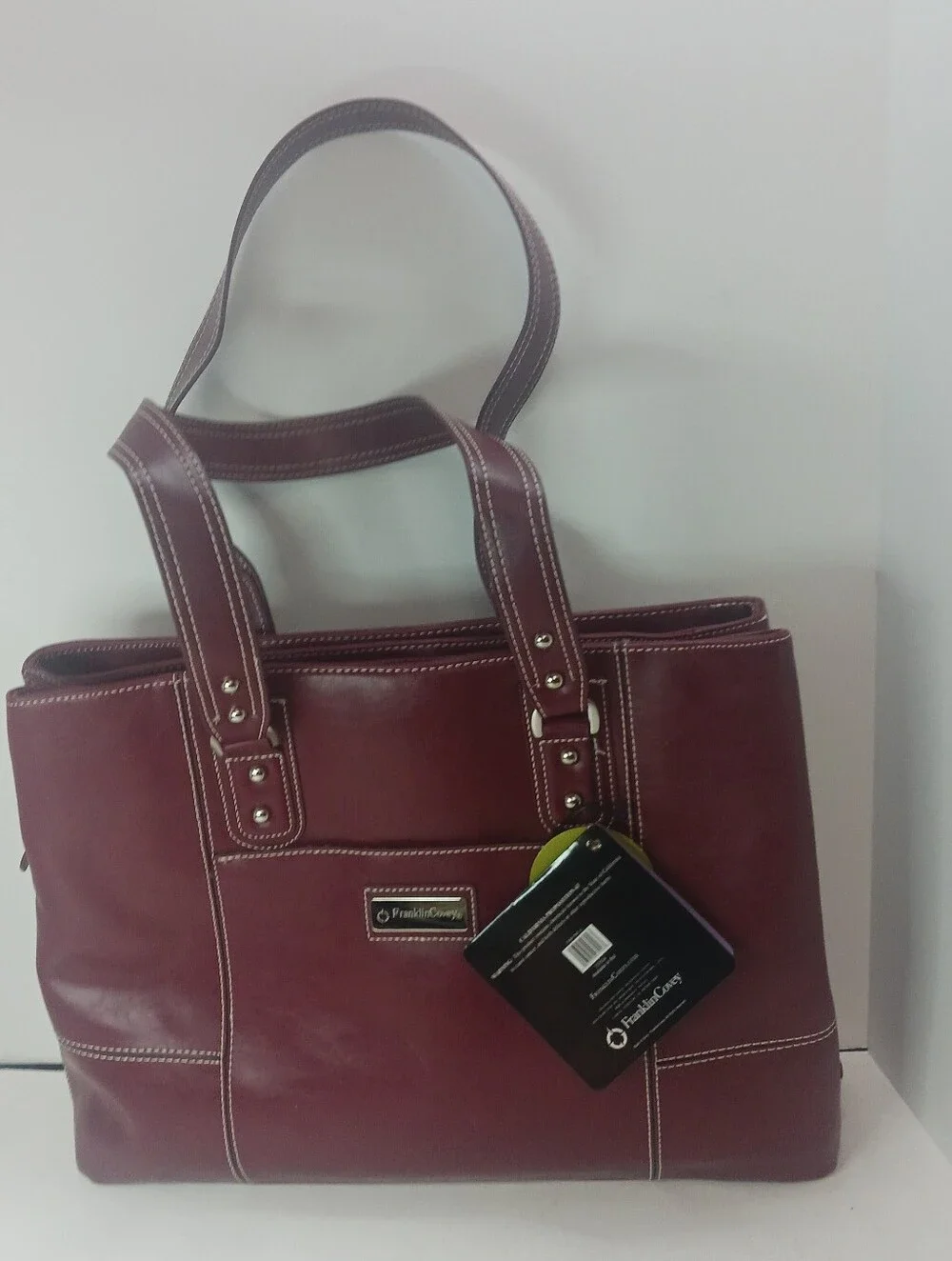Franklin Covey Women's Red Leather Tote Bag